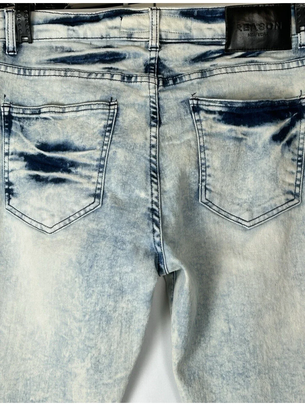 Reason Brand Blue and White Tie Dye Straight Leg Jeans   Size 34